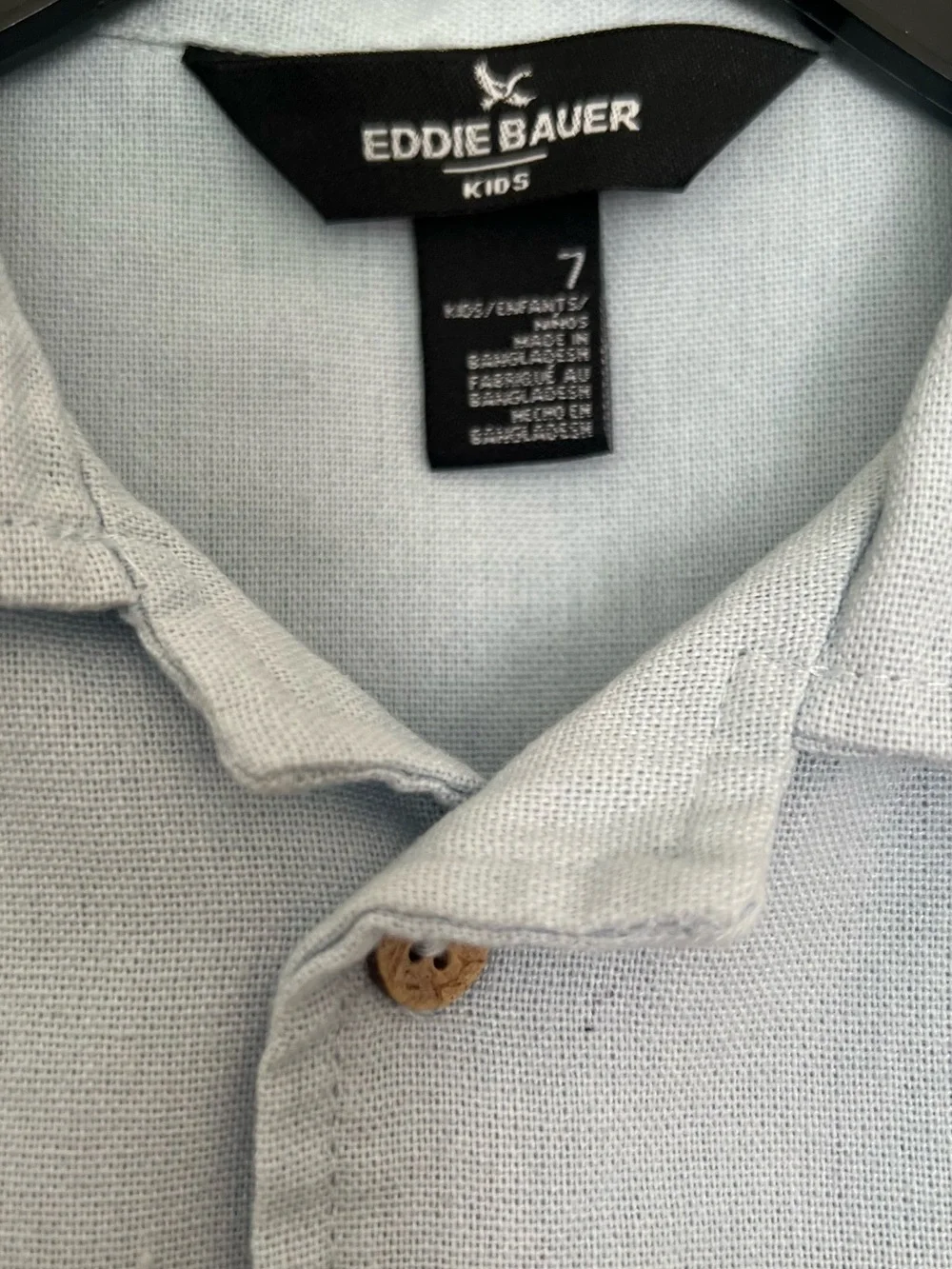Eddie Bauer Light Blue Embroidered Shirt & short for boys size 7